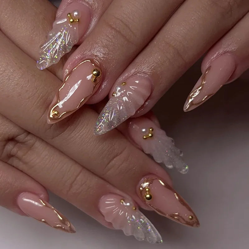 24pcs Flower Design Fake Nail Tips Full Cover - Smarsty