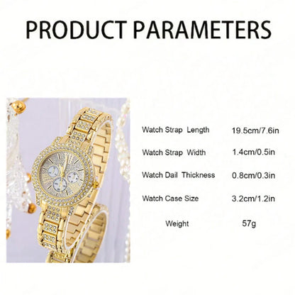 Luxury Women's Quartz Watch Jewelry Set with Rhinestones - Smarsty