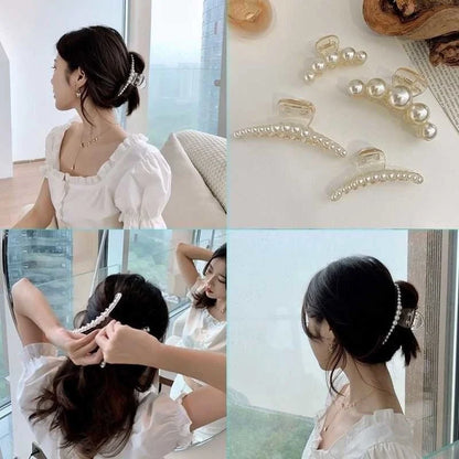 Large Pearl Hair Claw Clip Acrylic Fashion Barrette Stylish - Smarsty