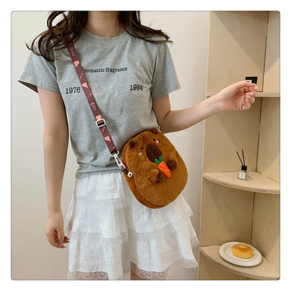Capybara Plush Cartoon Shoulder Bag Large Capacity Unisex - Smarsty