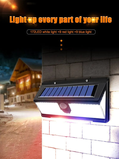 190LED Solar Motion Sensor Wall Lamp for Outdoor Safety - Smarsty
