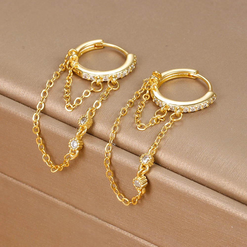 Trendy Long Tassel Drop Earrings for Women in Stainless Steel - Smarsty