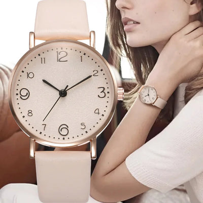 Women Casual Leather Analog Watch with Arabic Numbers - Smarsty