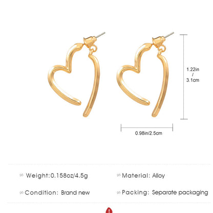 Chic Love Heart Drop Earrings for Women in Gold and Silver - Smarsty