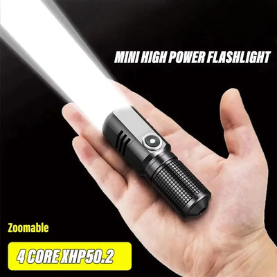 Mini Flashlight XHP50 LED USB C Rechargeable 16340 18650 Battery Flashlight 1500lm Powerful Torch Can Be Closed with One Click by Smarsty