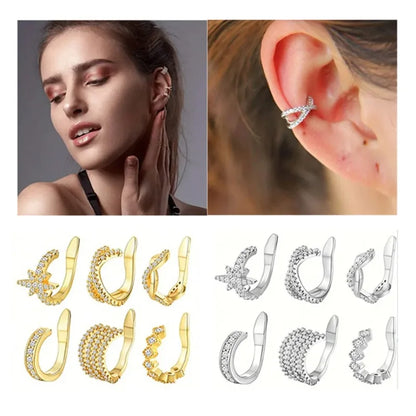 Cute Metal Leaf Earcuff Clip Earrings Comfy No Piercing - Smarsty