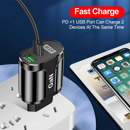 GaN 65W USB C Charger PD Ultra FastCharge For Phones - Smarsty