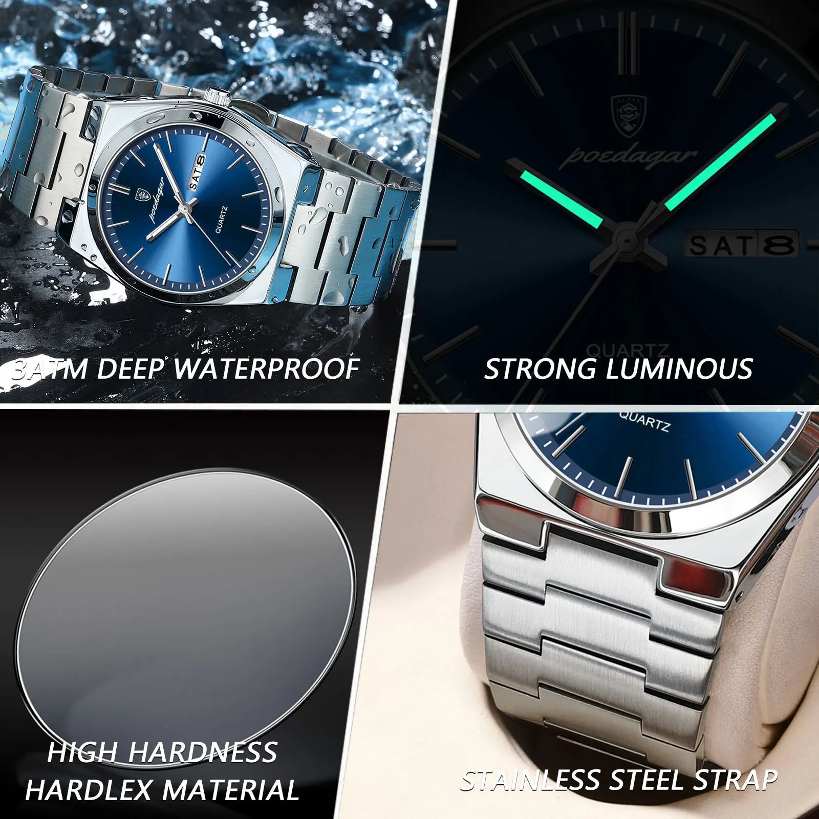 POEDAGAR Waterproof Luminous Men's Quartz Watch - Smarsty