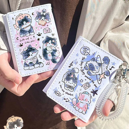 PU Leather Cute Women Wallet Coin Purse Simple 3 Folds Multi-card Slots Card Holder Cute Cat Dog Short Wallets for Girls - Smarsty
