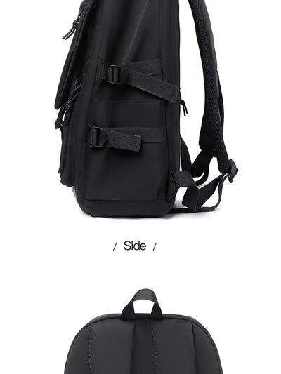 One 15 Inch Polyester Waterproof Solid Color Simple Men's Backpack Fashion Couple Student Computer Backpack - Smarsty