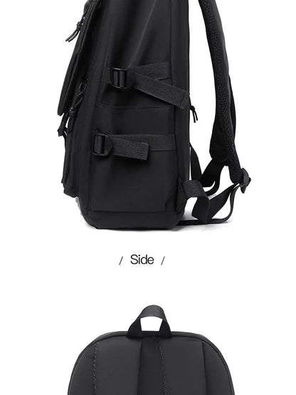 One 15 Inch Polyester Waterproof Solid Color Simple Men's Backpack Fashion Couple Student Computer Backpack