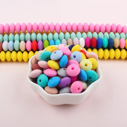 Silicone Beads 12mm Lentil Focal Beads Non Toxic Diy Set - Smarsty