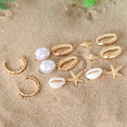 Bohemia Shell Starfish Dangle Earrings Set for Summer Style - Smarsty