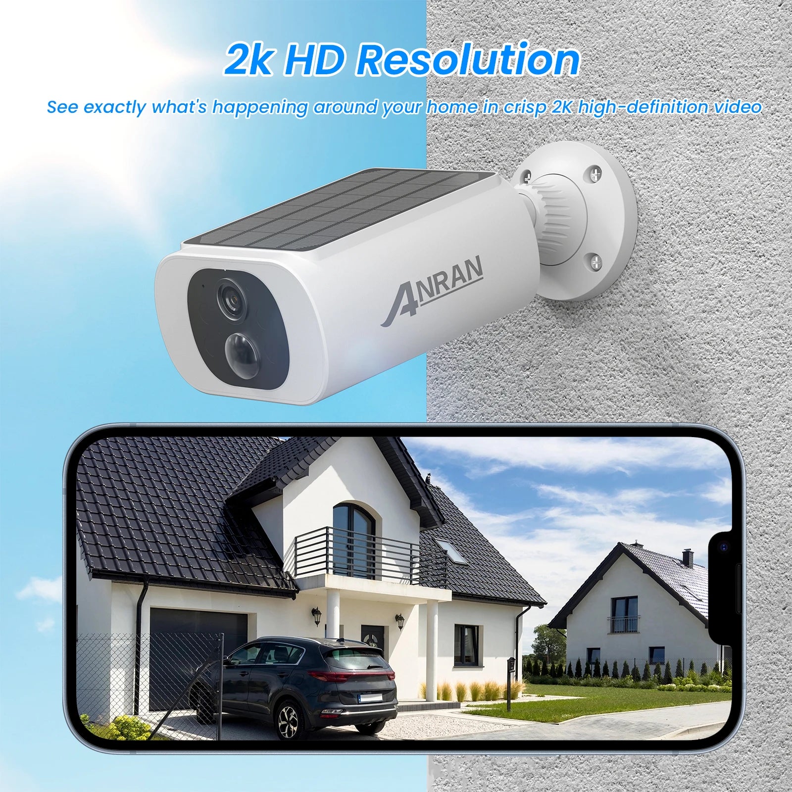 ANRAN 2/3/4 PCS Outdoor Wireless WIFI Camera 2.4G 3MP Battery Solar Security Camera Floodlight Color Night Vision Local Alarm - Smarsty