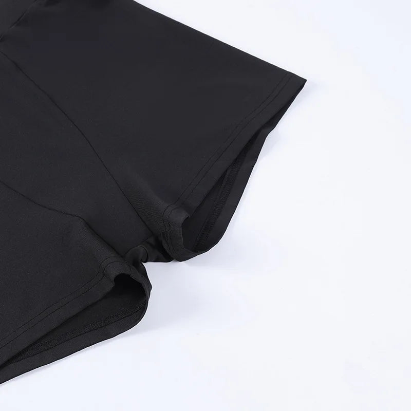 European and American Spring/Summer Round Neck Long Short sleeved 3/4 Shorts Two piece Women's Fashion Sports Versatile Set - Smarsty