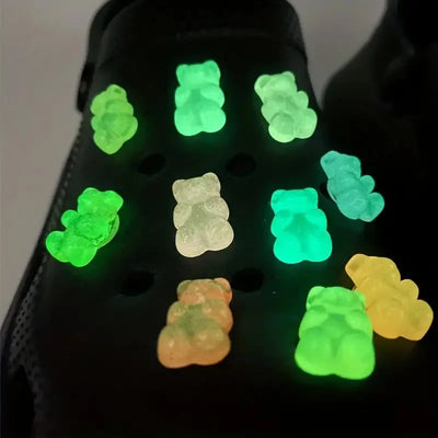 10/20pcs Glow-in-the-Dark Cute Bear Shoe Charms - Luminous DIY Shoe Decoration Accessories for Clogs - Smarsty