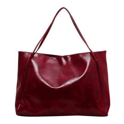 Women PU Leather Tote Bag Large Capacity Shoulder Crossbody - Smarsty