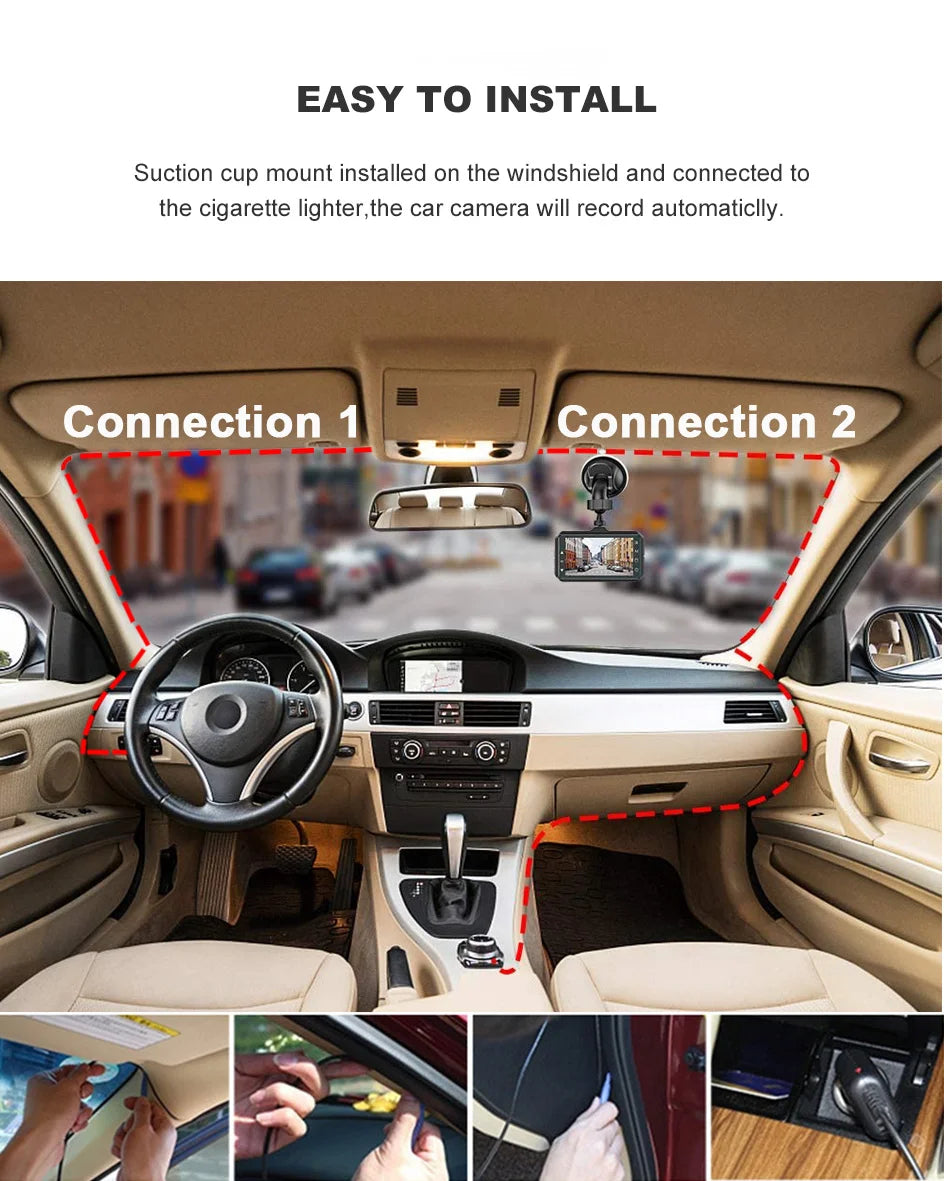 1080P Dash Cam With Night Vision Front And Rear Recording - Smarsty