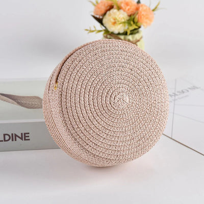 Round Straw Bag For Women Woven Handmade Shoulder Bag - Smarsty
