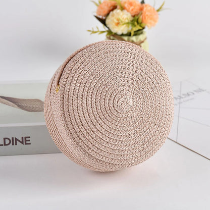 Round Straw Bag For Women Woven Handmade Shoulder Bag - Smarsty