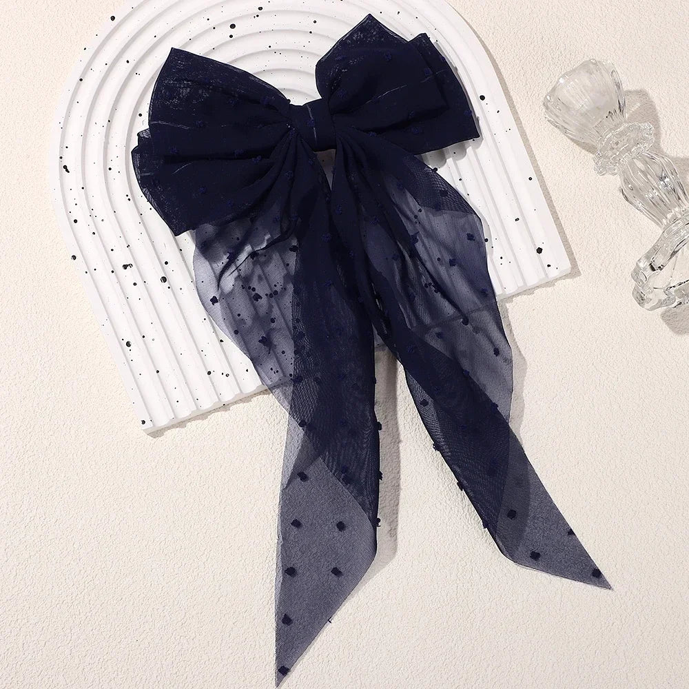 Girls Elegant Big Bow Satin Hair Clip Accessory - Smarsty