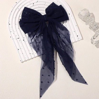 Girls Elegant Big Bow Satin Hair Clip Accessory - Smarsty