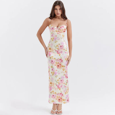 Suninheart Summer Spaghetti Strap Floral Print Party Dresses Elegant Maxi Bodycon Wedding Guest Holiday Dress New In Dress 2023 - Smarsty