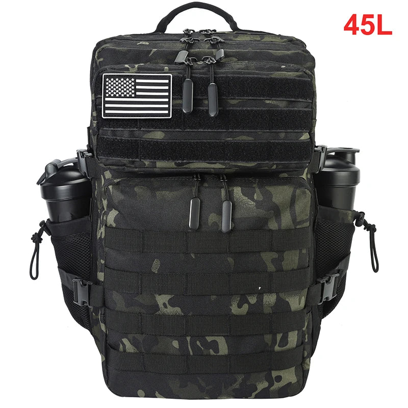 45L Tactical Backpack Men Outdoor Waterproof Sports Travel Gym Hiking Bug Out Bag Military Camping Hunting Survival Rucksack - Smarsty