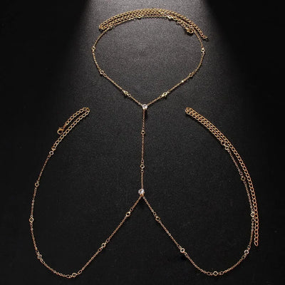 Rhinestone Cross Body Jewelry Chain for Beach Fashion - Smarsty