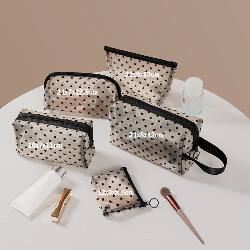 Transparent Mesh Makeup Bag with Lipstick Organizer - Smarsty