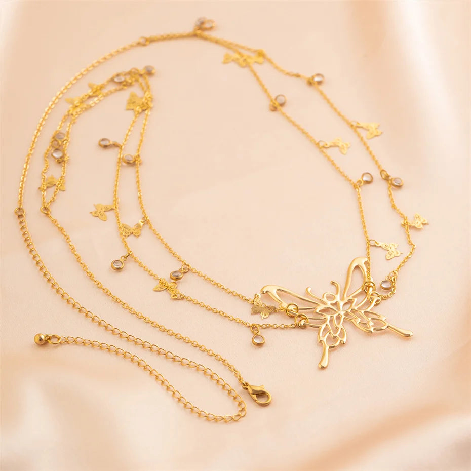 Boho Butterfly Waist Chain with Crystal Tassels - Smarsty