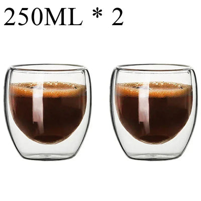 Double Wall Borosilicate Glass Mugs Set Heat Resistant - Smarsty