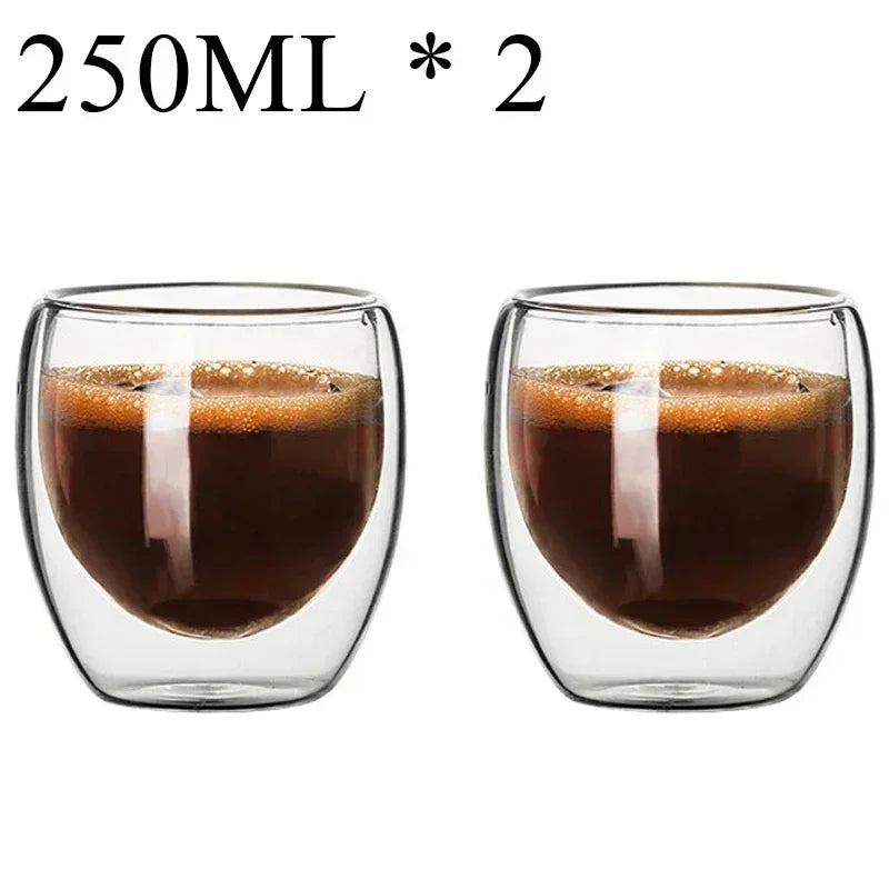 Double Wall Borosilicate Glass Mugs Set Heat Resistant - Smarsty