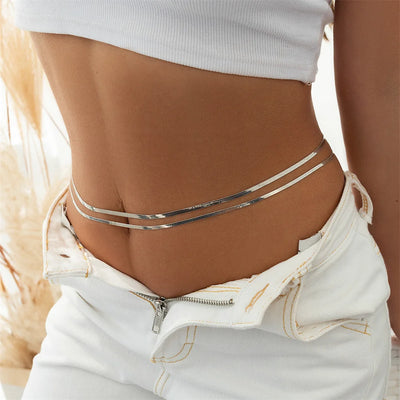 Double Layer Metal Snake Chain Belly Waist Jewelry - Smarsty