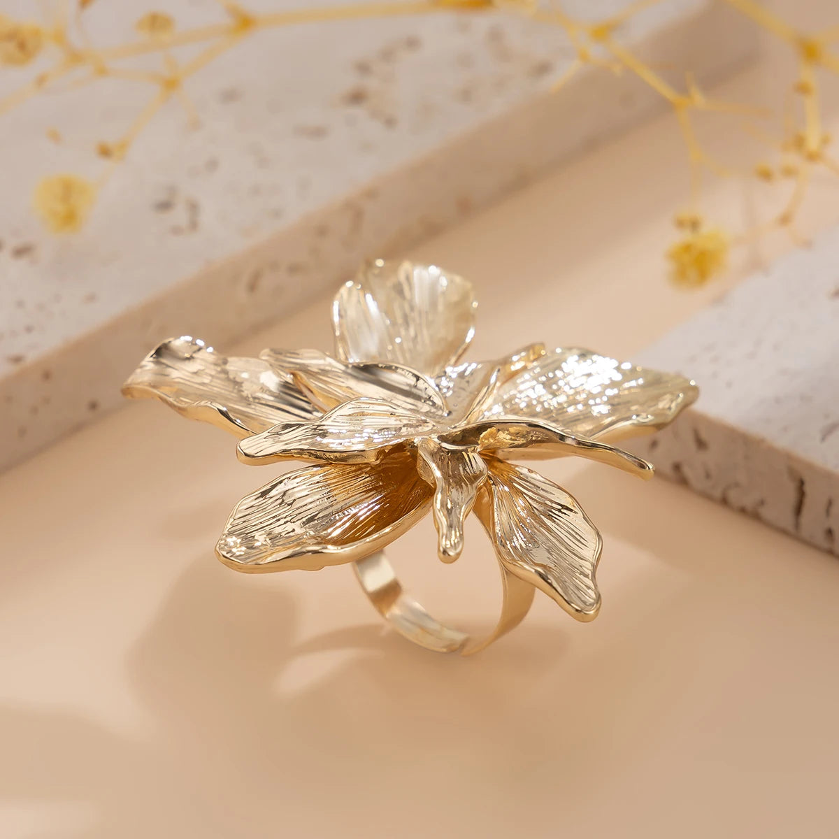 Double Layered Metal Flower Ring for Women - Smarsty