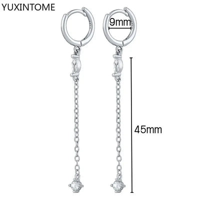 925 Sterling Silver Hoop Earrings White Crystal Luxury - Smarsty