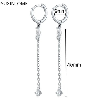 925 Sterling Silver Hoop Earrings White Crystal Luxury - Smarsty