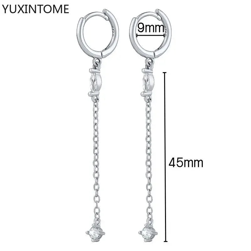 925 Sterling Silver Hoop Earrings White Crystal Luxury - Smarsty