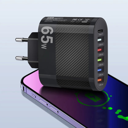 65W USB Charger Includes Six Ports Ultra Fast Type C - Smarsty