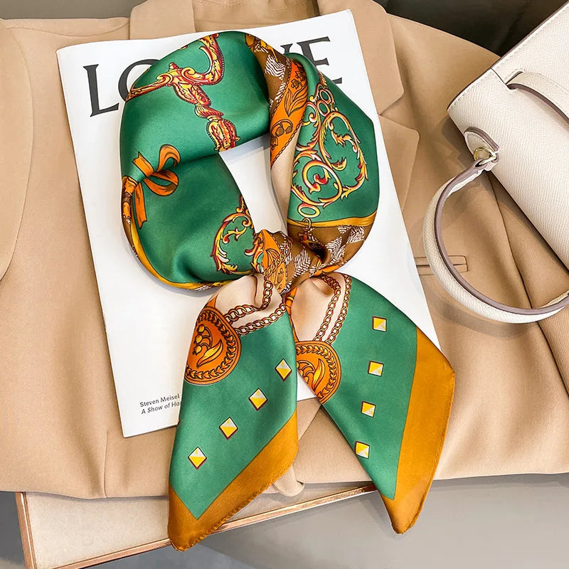 Silk Square Scarf for Women Sun Protection Luxury Shawl - Smarsty