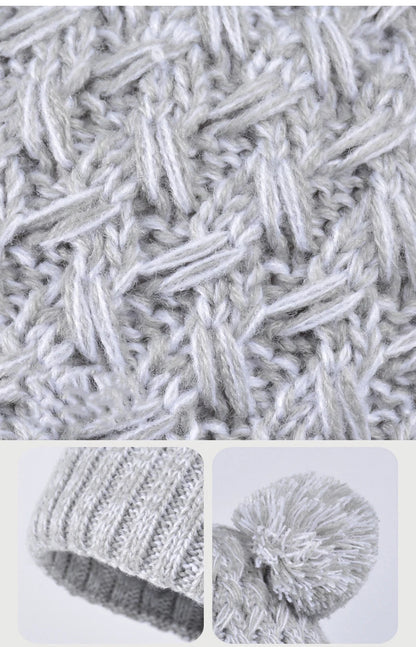 Winter Kids Hat Set Warm Beanie Scarf Gloves Pompom Fleece - Smarsty