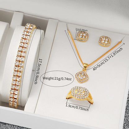 6PCS Women's Rhinestone Quartz Watch Jewelry Set - Smarsty