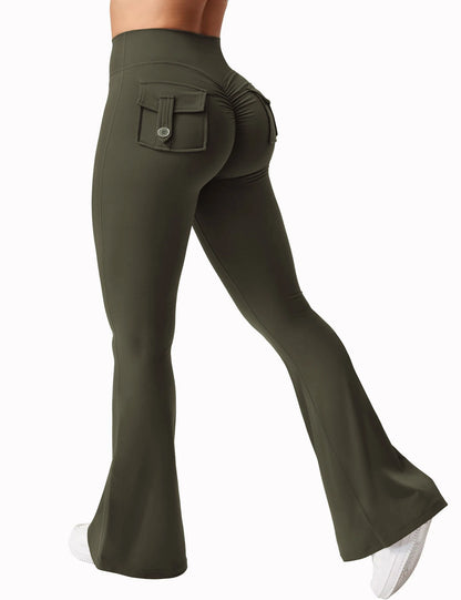 Newest Women Wide Leg High Stretch Yoga Leggings Naked Feeling Compression Fitness Workwear with pockets Yoga Pant ﻿ - Smarsty