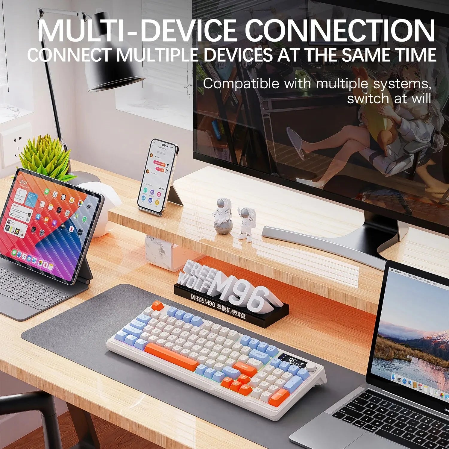 Wireless Keyboard With Screen Bluetooth Multi Device Linking