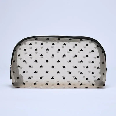 Heart Shaped Nylon Mesh Cosmetic Bag Zipper Organizer - Smarsty