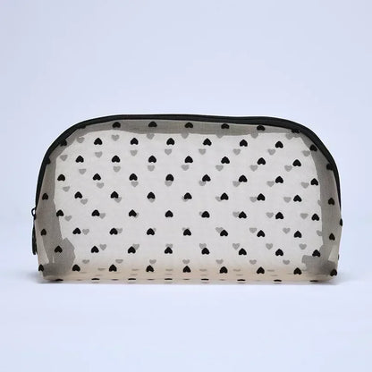Heart Shaped Nylon Mesh Cosmetic Bag Zipper Organizer - Smarsty