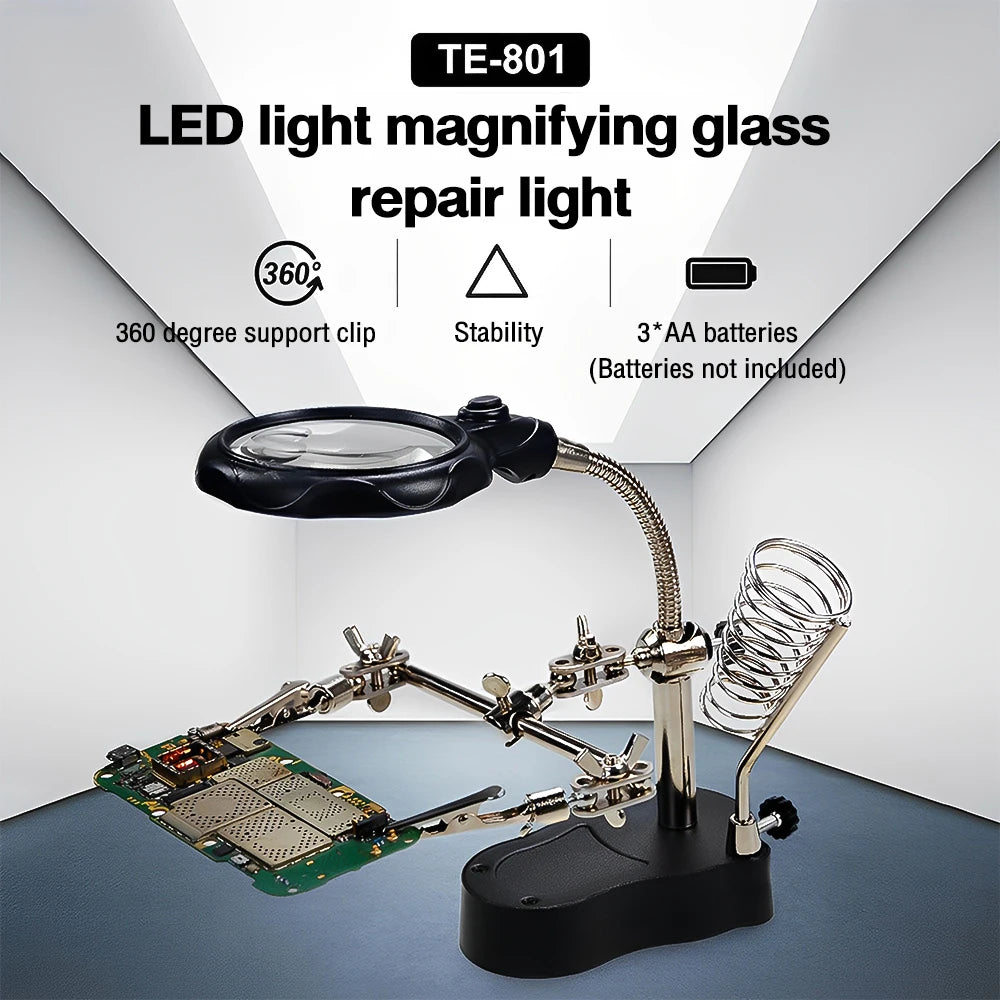Welding Clip Magnifier with LED Light and Stainless Steel Durability - Smarsty