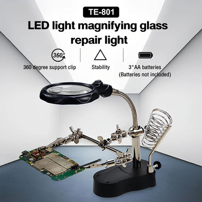 Welding Clip Magnifier with LED Light and Stainless Steel Durability - Smarsty