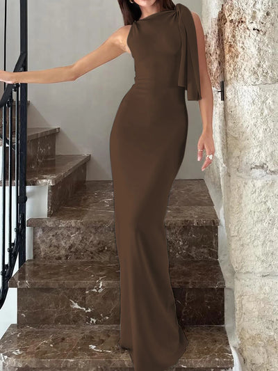 Hugcitar Fashion Solid O Neck Sleeveless Patchwork Sexy Bodycon Maxi Prom Dress Summer Women Clothes Party Festival Club Y2K - Smarsty