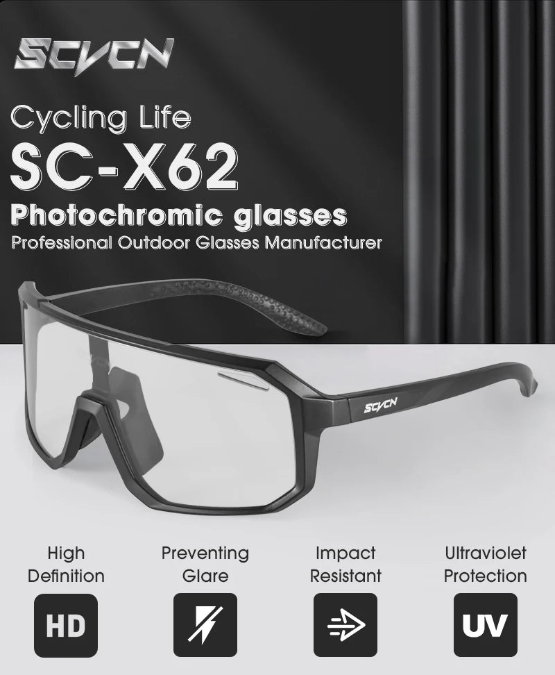 SCVCN Photochromic Cycling Sunglasses MTB Glasses Road Bike Cycling UV400 Goggles Men Women Outdoor Bicycle Sports Eyewear New